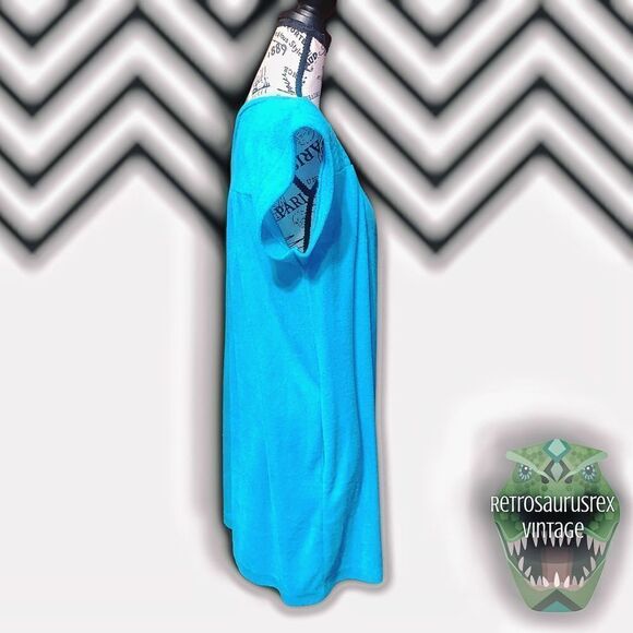 vintage 1970’s Twee Turquoise Terry Cloth Robe Coverup Bath Dress, Large - Picture 3 of 7